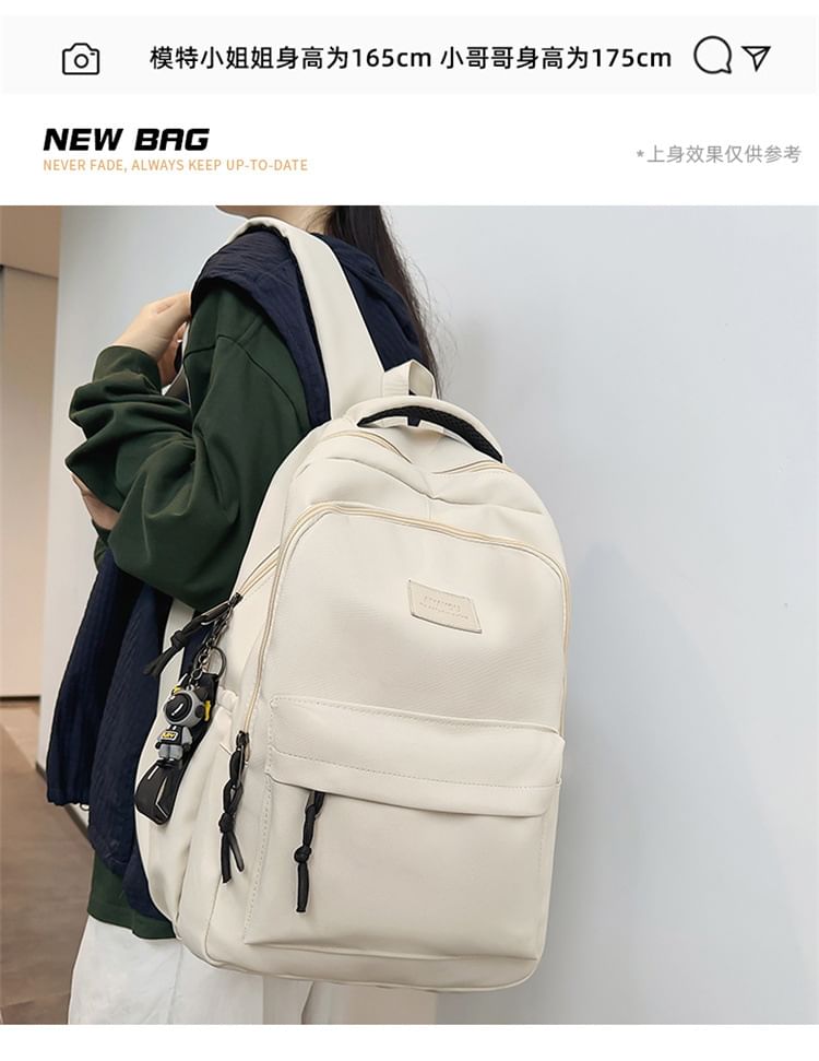 / Applique Charm Backpack Set Laptop Plain Bag