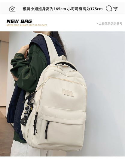 / Applique Charm Backpack Set Laptop Plain Bag