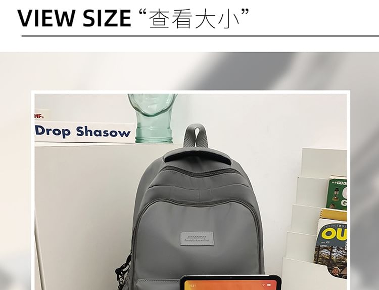 / Applique Charm Backpack Set Laptop Plain Bag