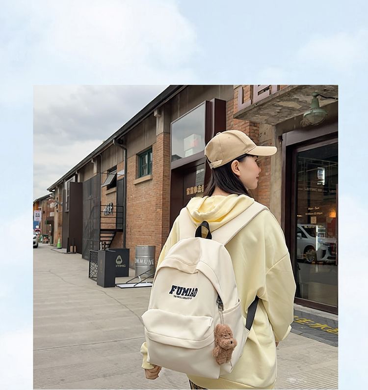 Laptop Nylon Charm Lettering / Embroidered Backpack Bag Set