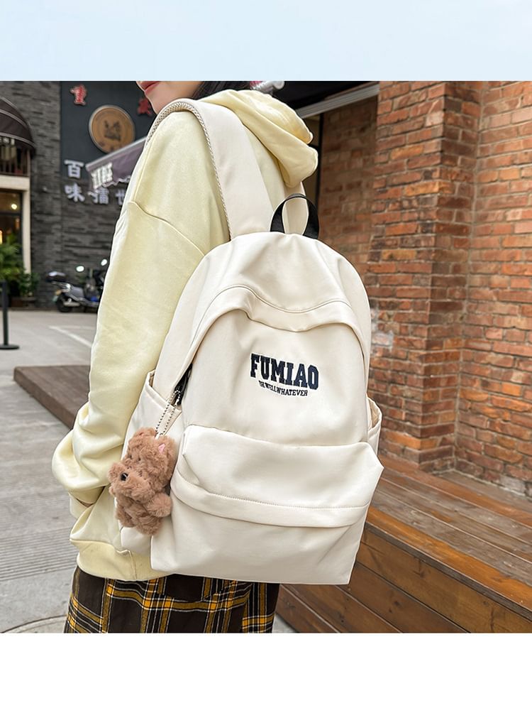 Embroidered Laptop Bag Nylon / Set Lettering Charm Backpack