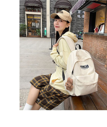 Laptop Nylon Charm Lettering / Embroidered Backpack Bag Set