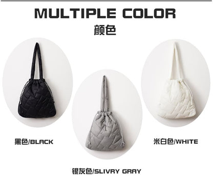 Tote Quilted Plain Bag Drawstring