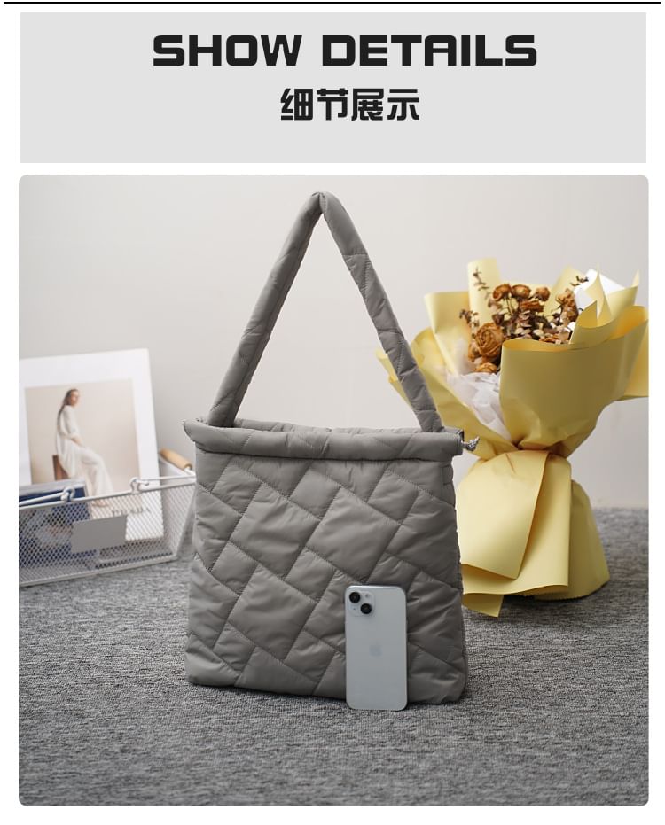 Tote Quilted Plain Bag Drawstring