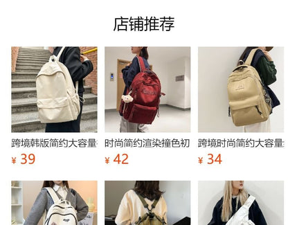 Laptop Print Backpack Lettering Nylon