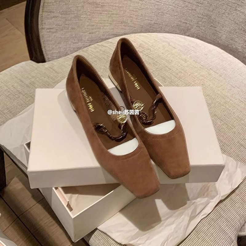 Metal Pumps Heel Plain Low Jane Mary Accent