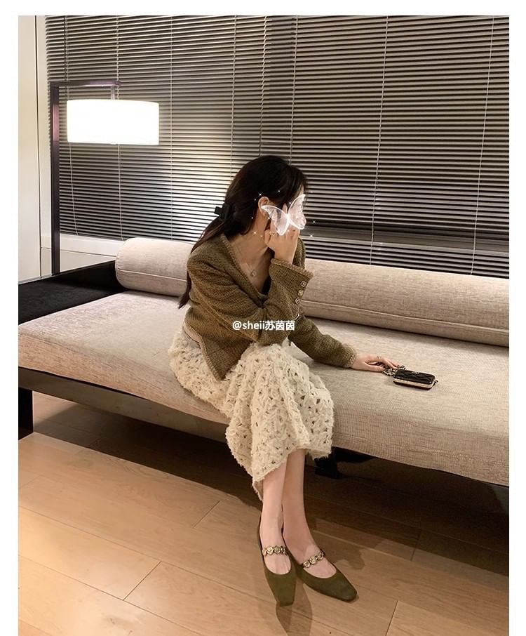 Metal Pumps Heel Plain Low Jane Mary Accent