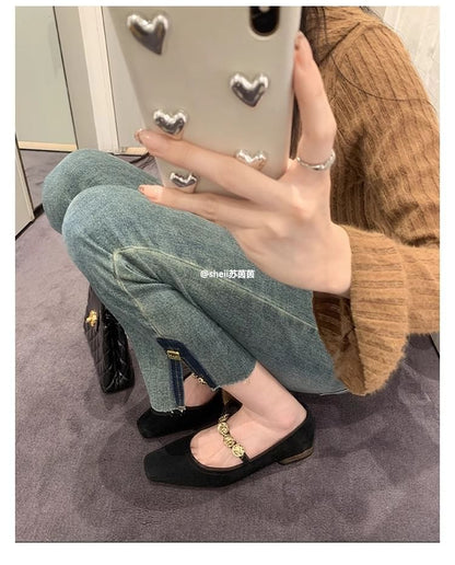 Metal Pumps Heel Plain Low Jane Mary Accent