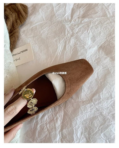 Metal Pumps Heel Plain Low Jane Mary Accent