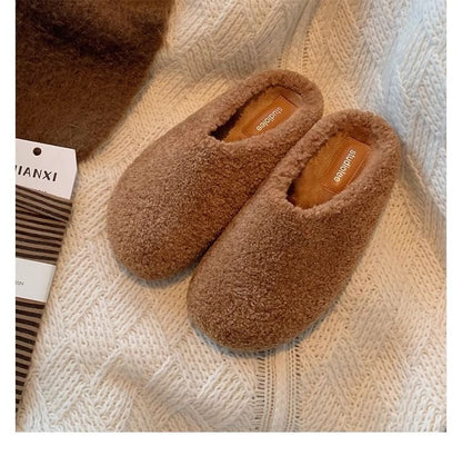 Fleece Mules Plain Platform