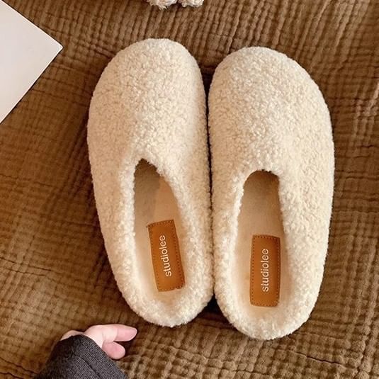 Fleece Mules Plain Platform