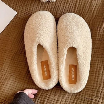 Fleece Mules Plain Platform