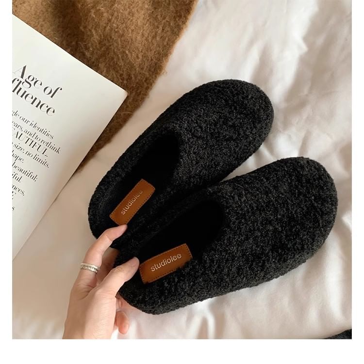 Fleece Mules Plain Platform