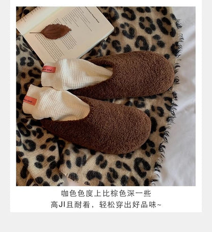 Fleece Mules Plain Platform