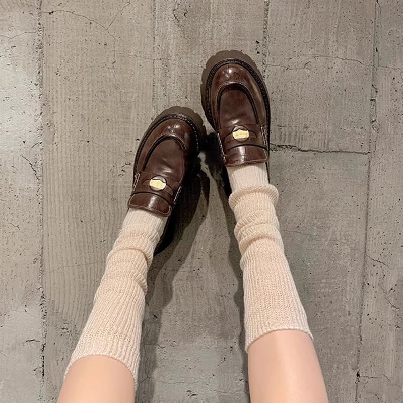 Loafers Plain Penny Faux Leather Platform