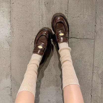 Loafers Plain Penny Faux Leather Platform