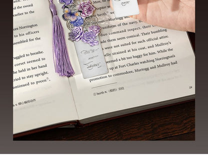 Floral Tassel Metal Bookmark