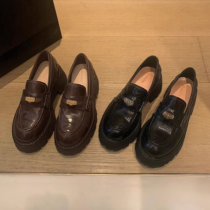 Loafers Plain Penny Faux Leather Platform