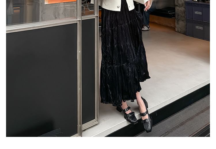 Toe Block Mary Jane Pumps Buckle Heel Square