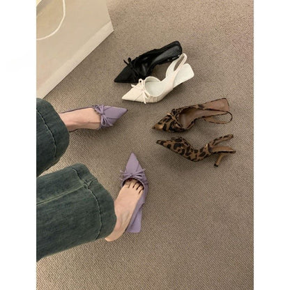 Slingback Toe Bow Pumps Pointed