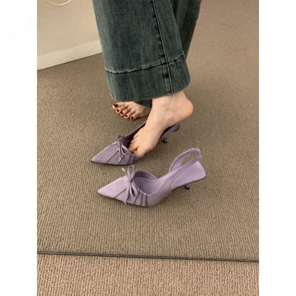 Slingback Toe Bow Pumps Pointed