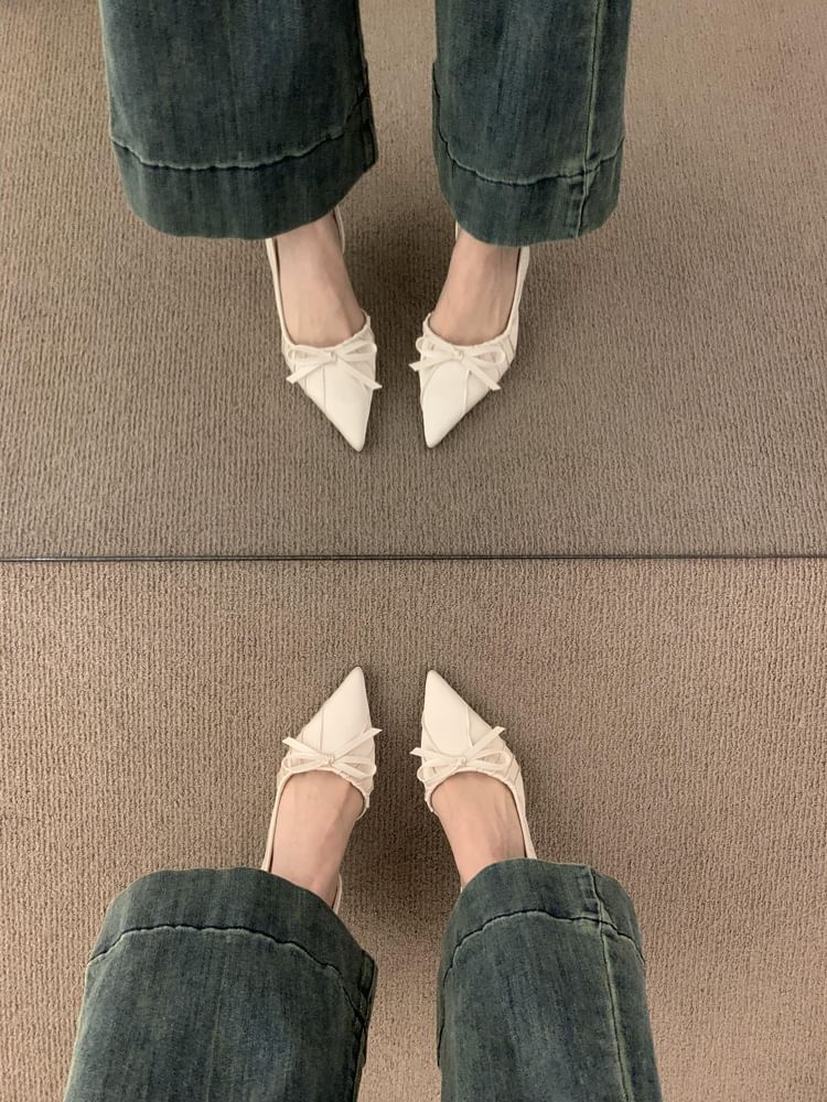 Slingback Toe Bow Pumps Pointed