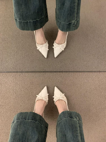 Slingback Toe Bow Pumps Pointed