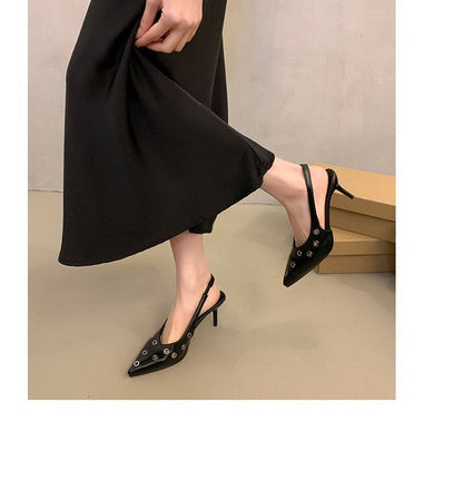 Toe Slingback Grommet Pointed Pumps