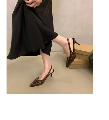 Toe Slingback Grommet Pointed Pumps