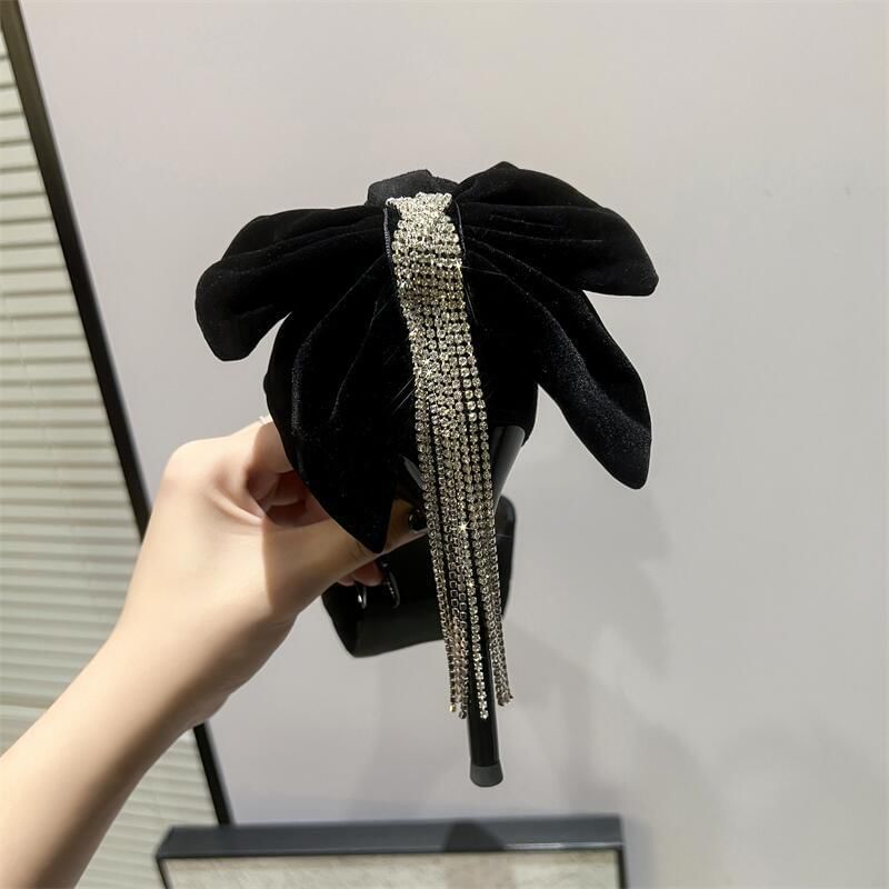 Platform Rhinestone Ankle Strap Toe Pointed Velvet Bow Fringe