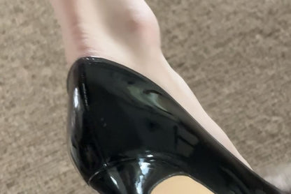 Pointed Patent Fur Stiletto Toe Pumps Panel Leather Faux