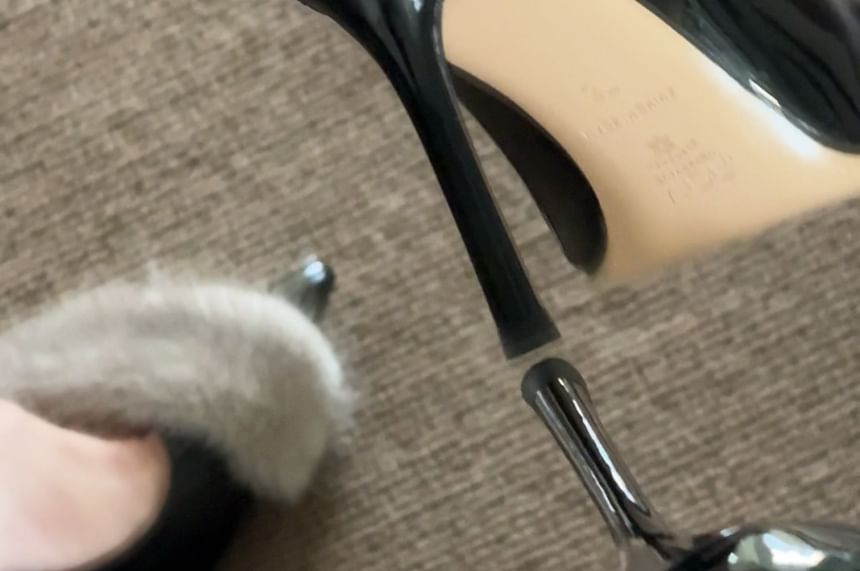 Pointed Patent Fur Stiletto Toe Pumps Panel Leather Faux