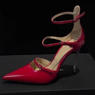 Ankle Toe Pointed Pumps Strap Stiletto Leather Patent