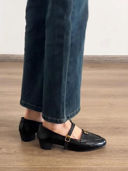 Heel Mary Block Jane Pumps