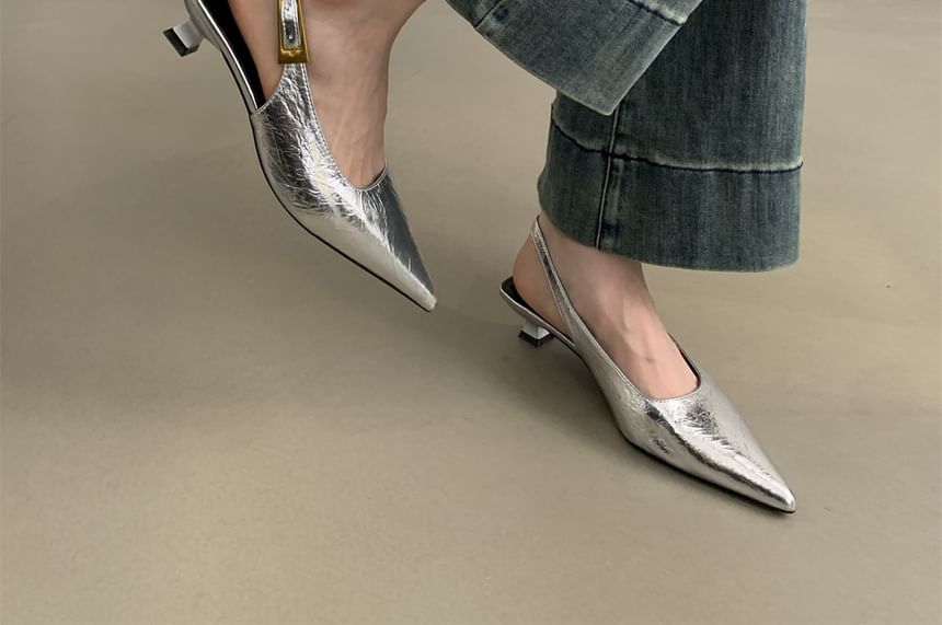 Heel Pointed Pumps Toe Slingback Kitten