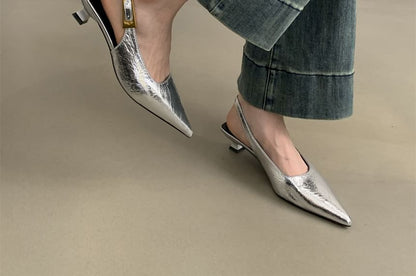 Heel Pointed Pumps Toe Slingback Kitten