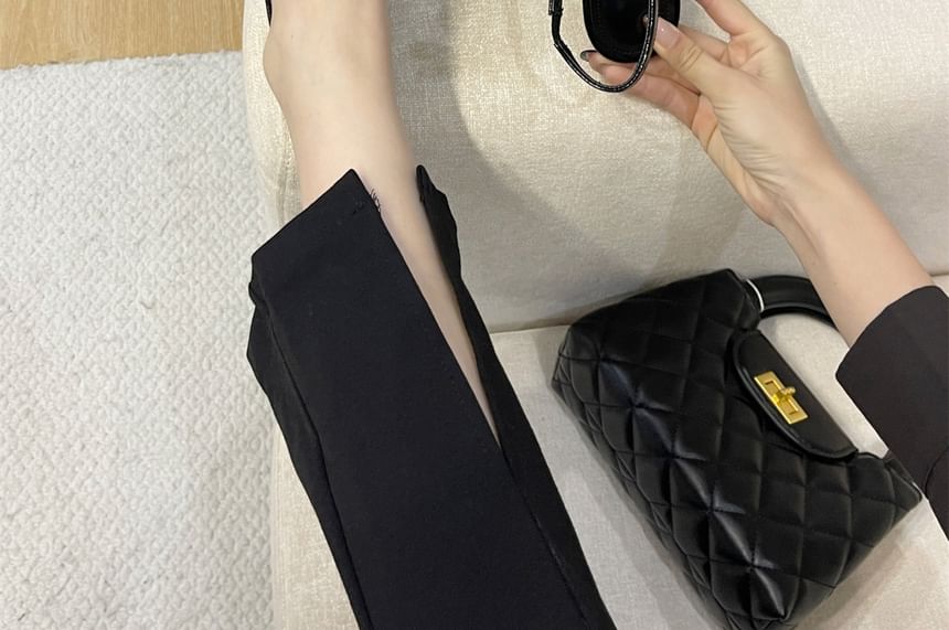 Slingback Bow Leather Patent Toe Pointed Pumps