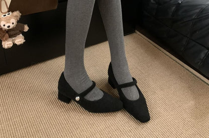 Heel Pumps Toe Jane Square Block Mary