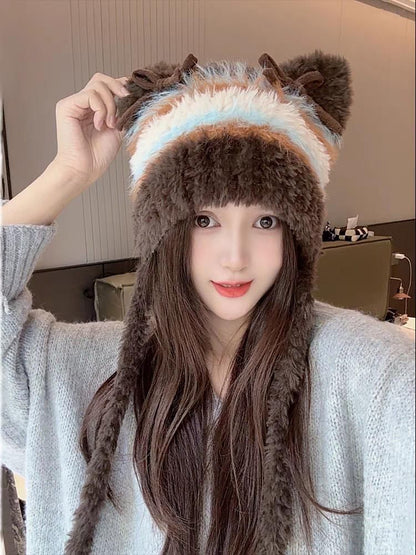 Beanie Bow Ear Cat Knit Fluffy