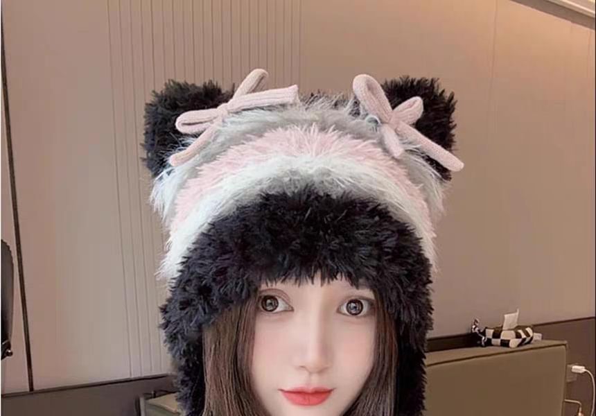 Beanie Bow Ear Cat Knit Fluffy