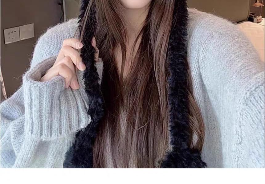 Beanie Bow Ear Cat Knit Fluffy