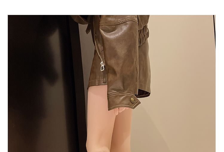 Cowboy Heel Boots Faux Chunky Leather