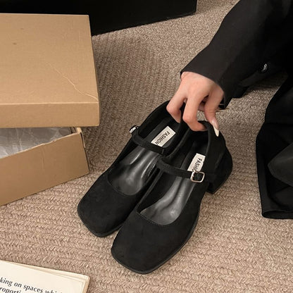 Mary Shoes Jane Heel Square-Toe Chunky