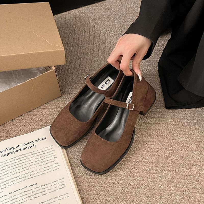 Mary Shoes Jane Heel Square-Toe Chunky