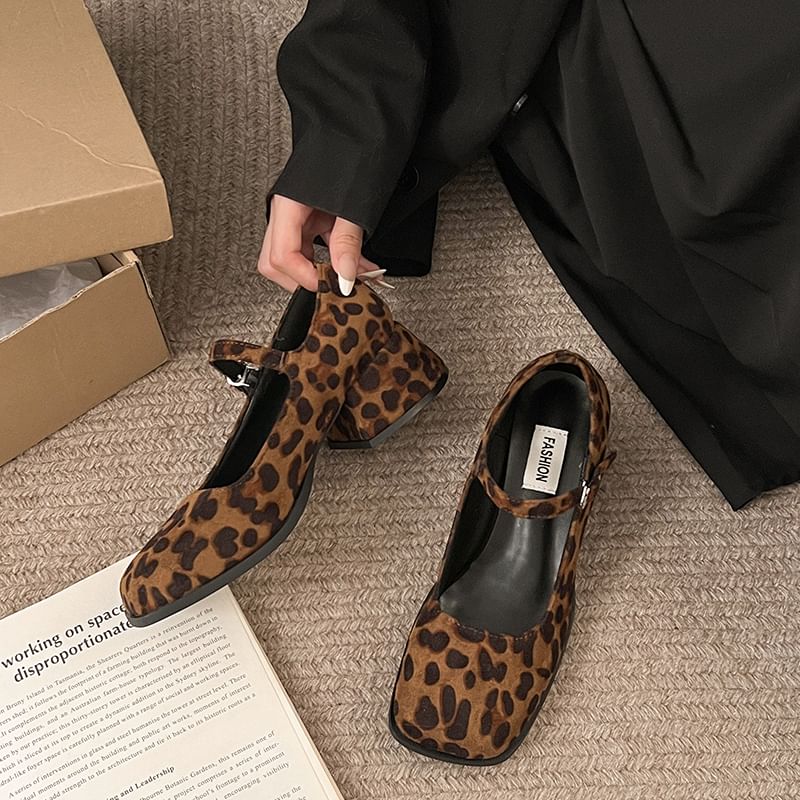 Mary Shoes Jane Heel Square-Toe Chunky