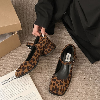 Mary Shoes Jane Heel Square-Toe Chunky