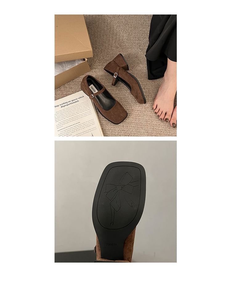 Mary Shoes Jane Heel Square-Toe Chunky