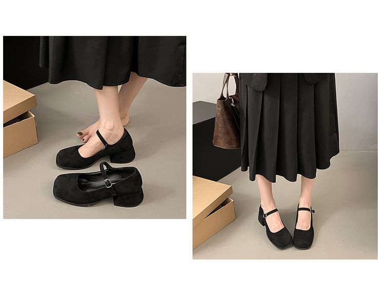 Mary Shoes Jane Heel Square-Toe Chunky