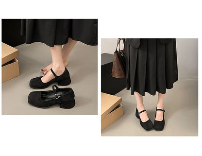 Mary Shoes Jane Heel Square-Toe Chunky