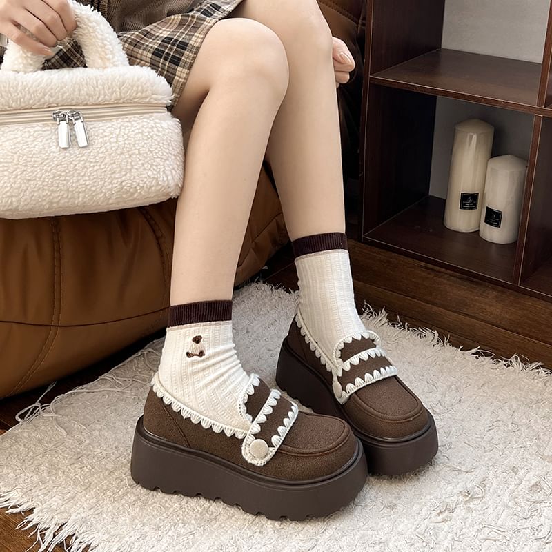 Platform Embroidered Loafers Trim